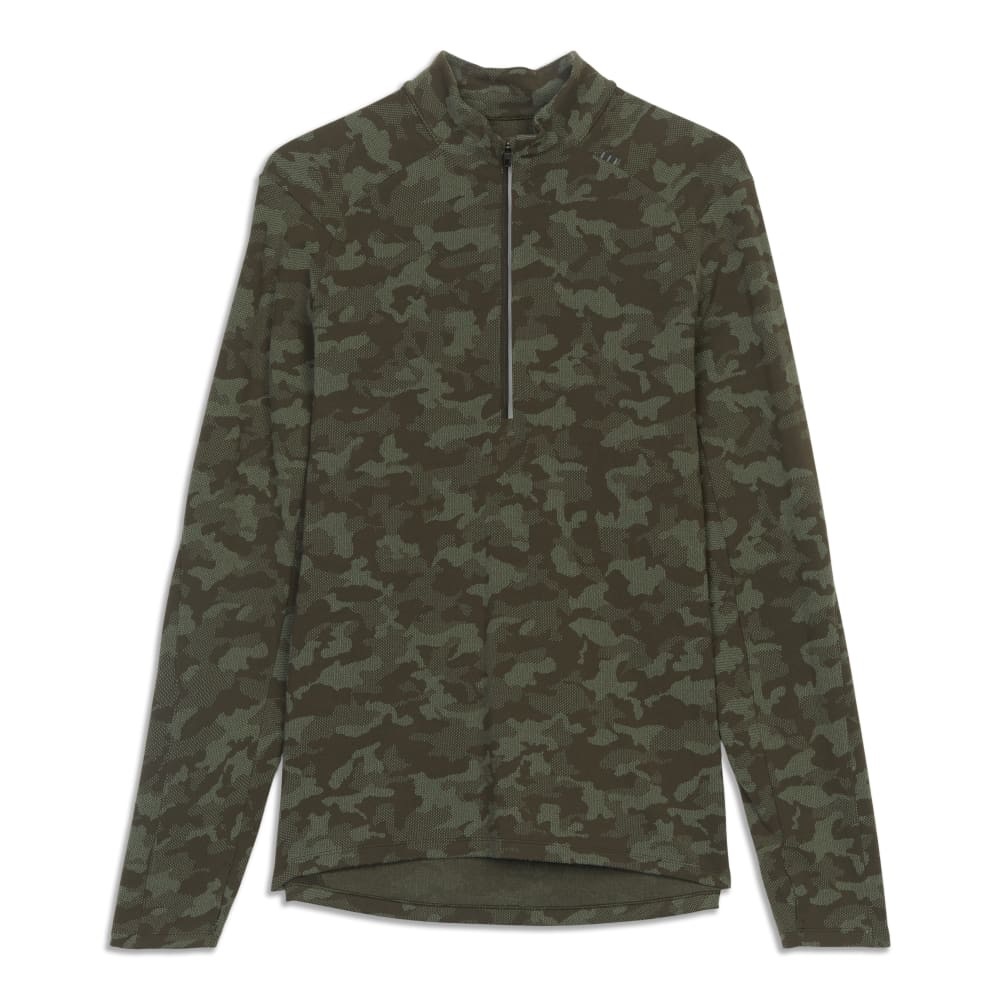 Lululemon Mens Size XS Surge Warm 1/2 Zip Camo Green HGOG Pullover Yoga Top Run